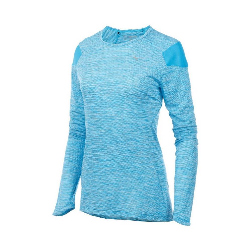 Mizuno ALPHA LONG SLEEVE 2.0 - Bayan Tişört - Mavi Türkiye (UPBYJL-934)